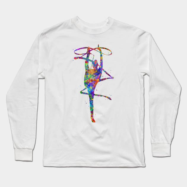 Rhythmic gymnastics ribbon Long Sleeve T-Shirt by Yahya Art